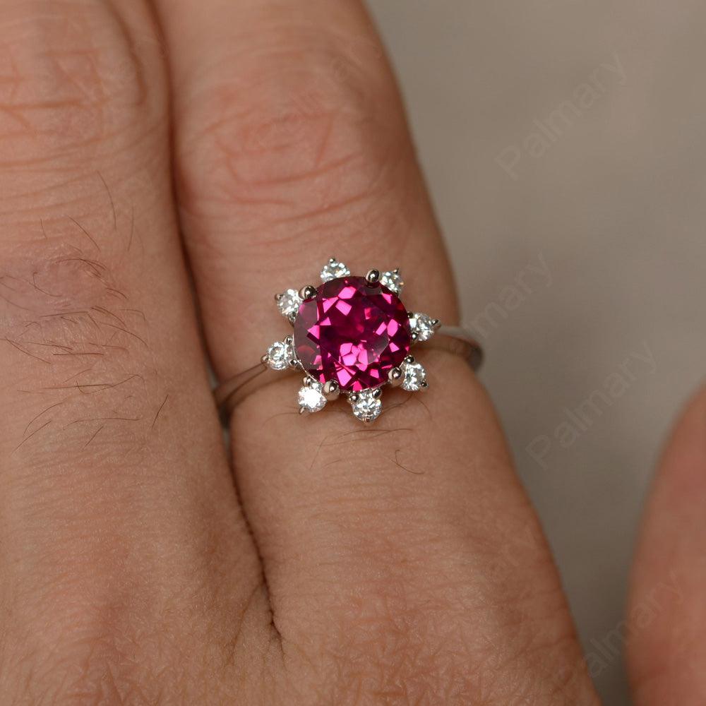 Round Cut Ruby Halo Rings - Palmary