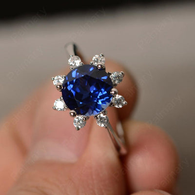 Round Cut Sapphire Halo Rings - Palmary