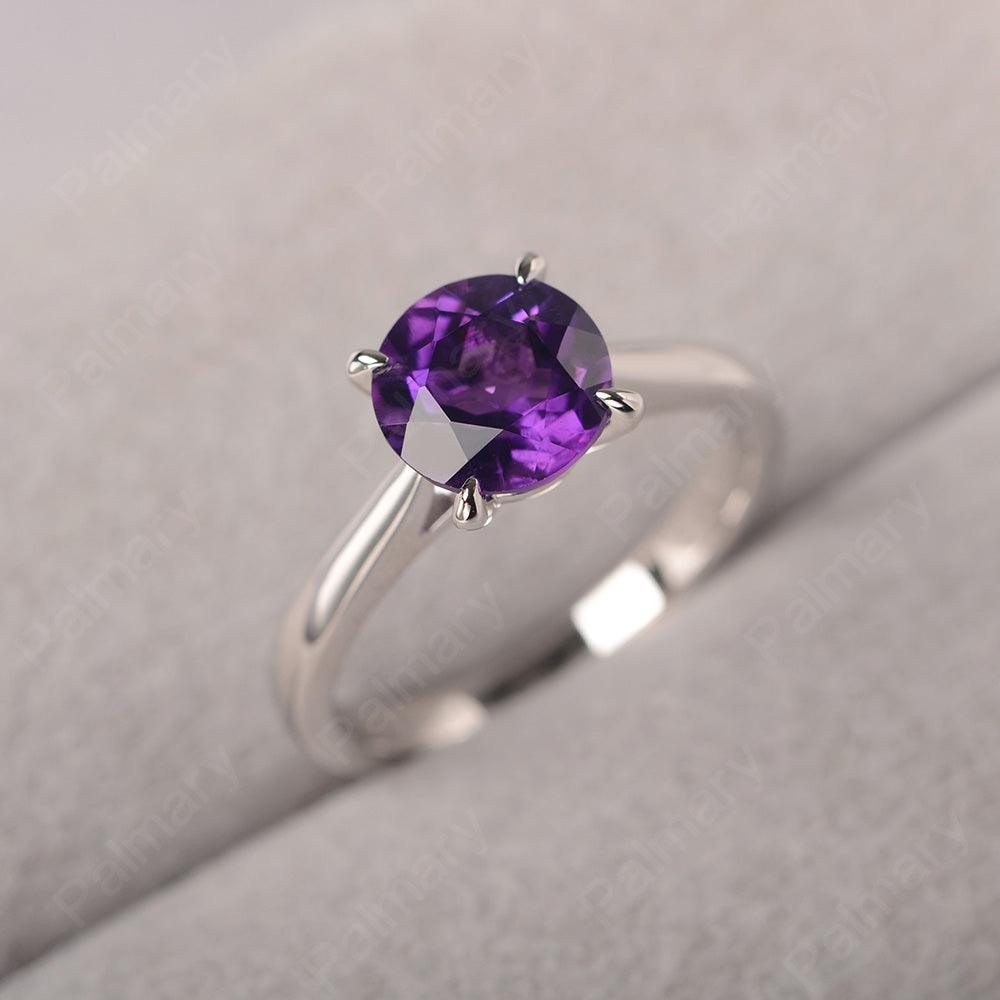 Sharp Prong Round Amethyst Solitaire Ring - Palmary