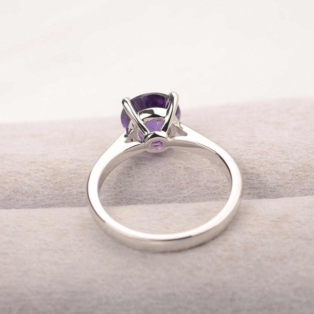 Sharp Prong Round Amethyst Solitaire Ring - Palmary