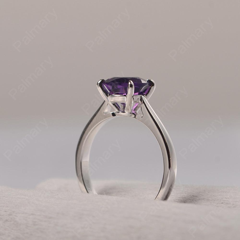 Sharp Prong Round Amethyst Solitaire Ring - Palmary