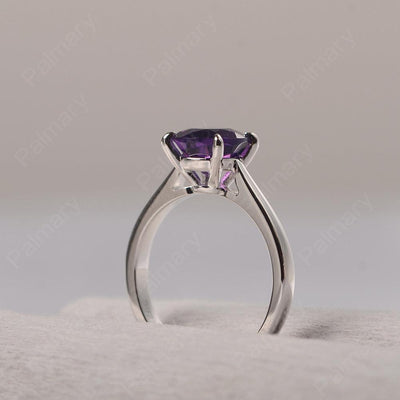 Sharp Prong Round Amethyst Solitaire Ring - Palmary