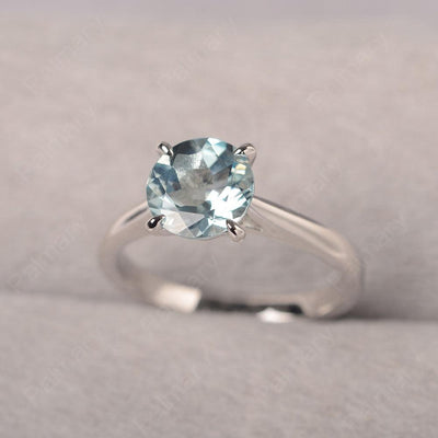 Sharp Prong Round Aquamarine Solitaire Ring - Palmary