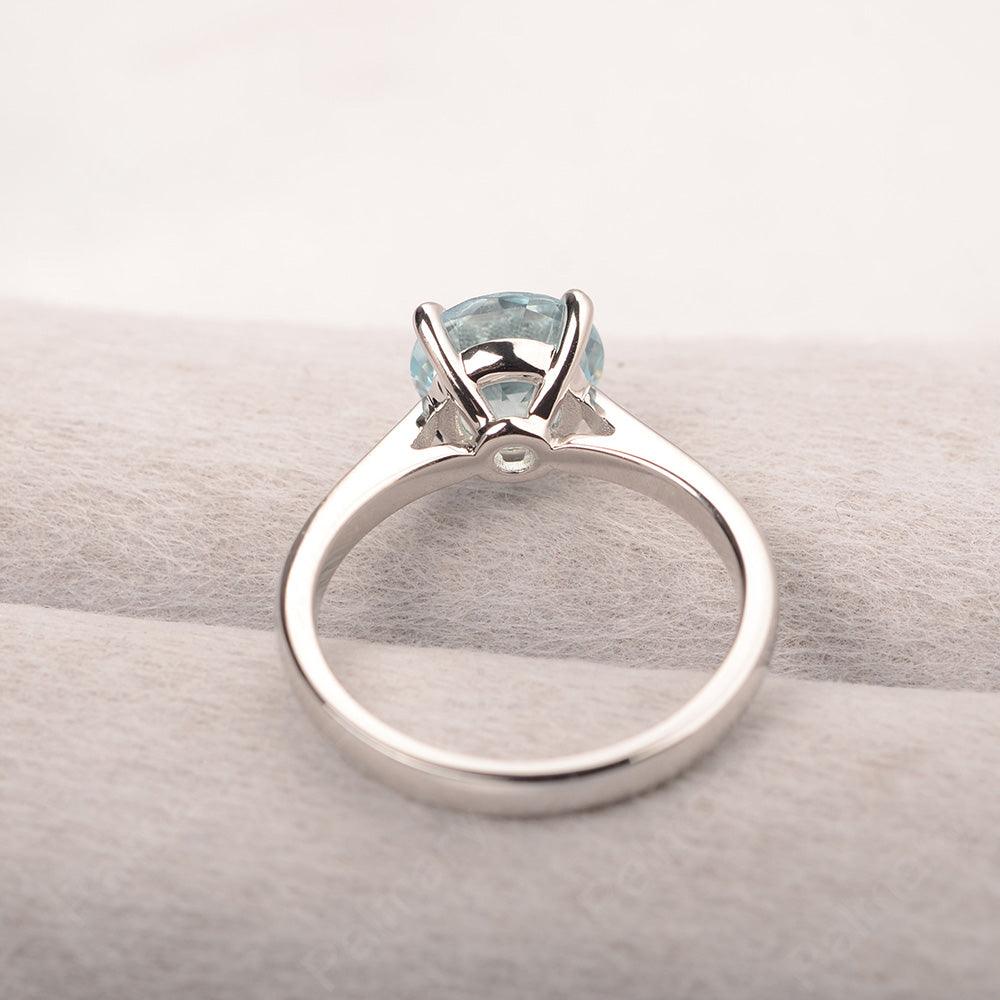 Sharp Prong Round Aquamarine Solitaire Ring - Palmary