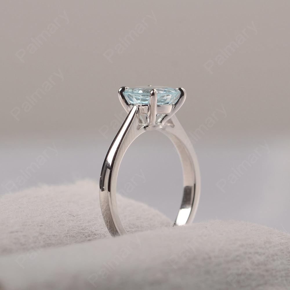 Sharp Prong Round Aquamarine Solitaire Ring - Palmary