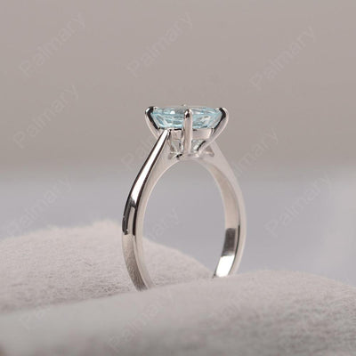 Sharp Prong Round Aquamarine Solitaire Ring - Palmary