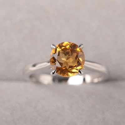 Sharp Prong Round Citrine Solitaire Ring - Palmary