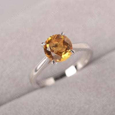 Sharp Prong Round Citrine Solitaire Ring - Palmary