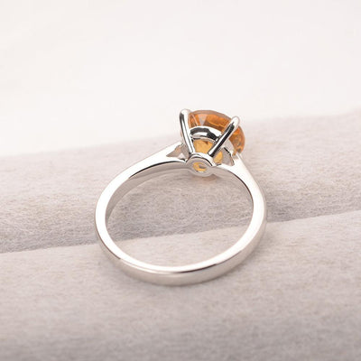 Sharp Prong Round Citrine Solitaire Ring - Palmary