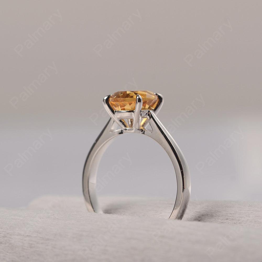 Sharp Prong Round Citrine Solitaire Ring - Palmary