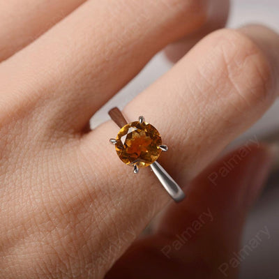 Sharp Prong Round Citrine Solitaire Ring - Palmary