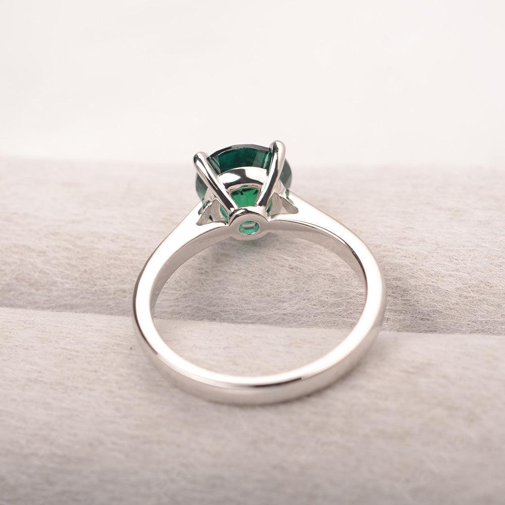 Sharp Prong Round Emerald Solitaire Ring - Palmary