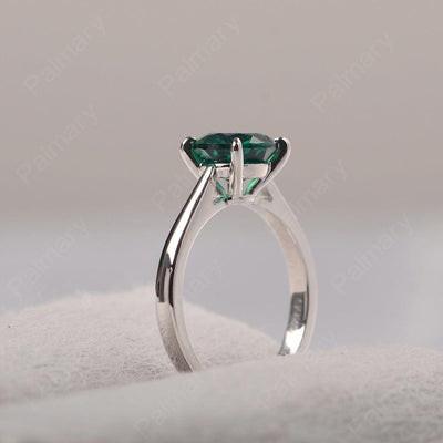Sharp Prong Round Emerald Solitaire Ring - Palmary