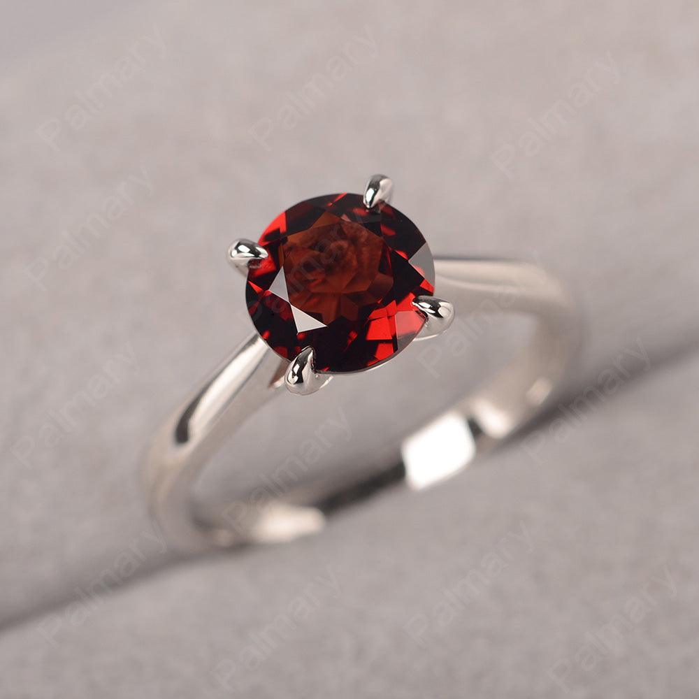 Sharp Prong Round Garnet Solitaire Ring - Palmary