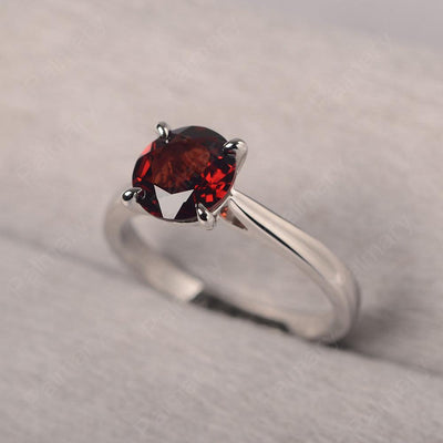 Sharp Prong Round Garnet Solitaire Ring - Palmary