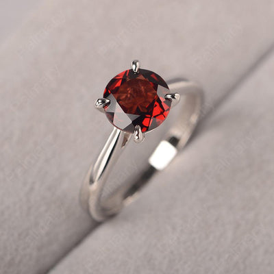 Sharp Prong Round Garnet Solitaire Ring - Palmary