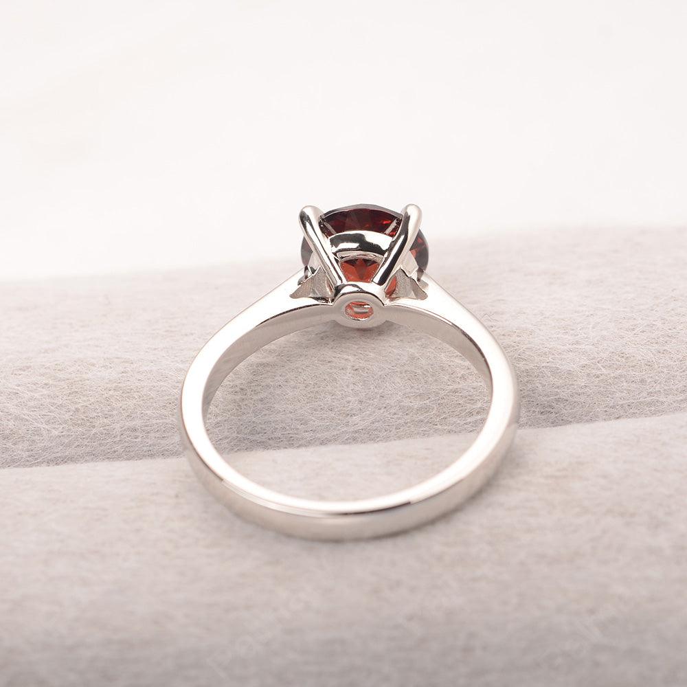 Sharp Prong Round Garnet Solitaire Ring - Palmary