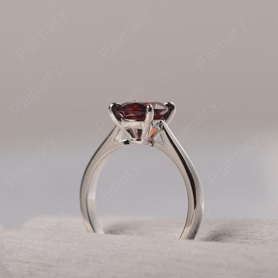 Sharp Prong Round Garnet Solitaire Ring - Palmary