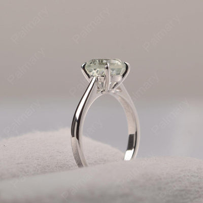 Sharp Prong Round Green Amethyst Solitaire Ring - Palmary