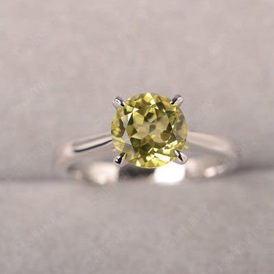 Sharp Prong Round Lemon Quartz Solitaire Ring - Palmary