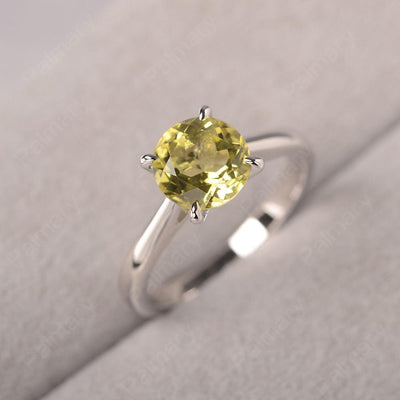 Sharp Prong Round Lemon Quartz Solitaire Ring - Palmary