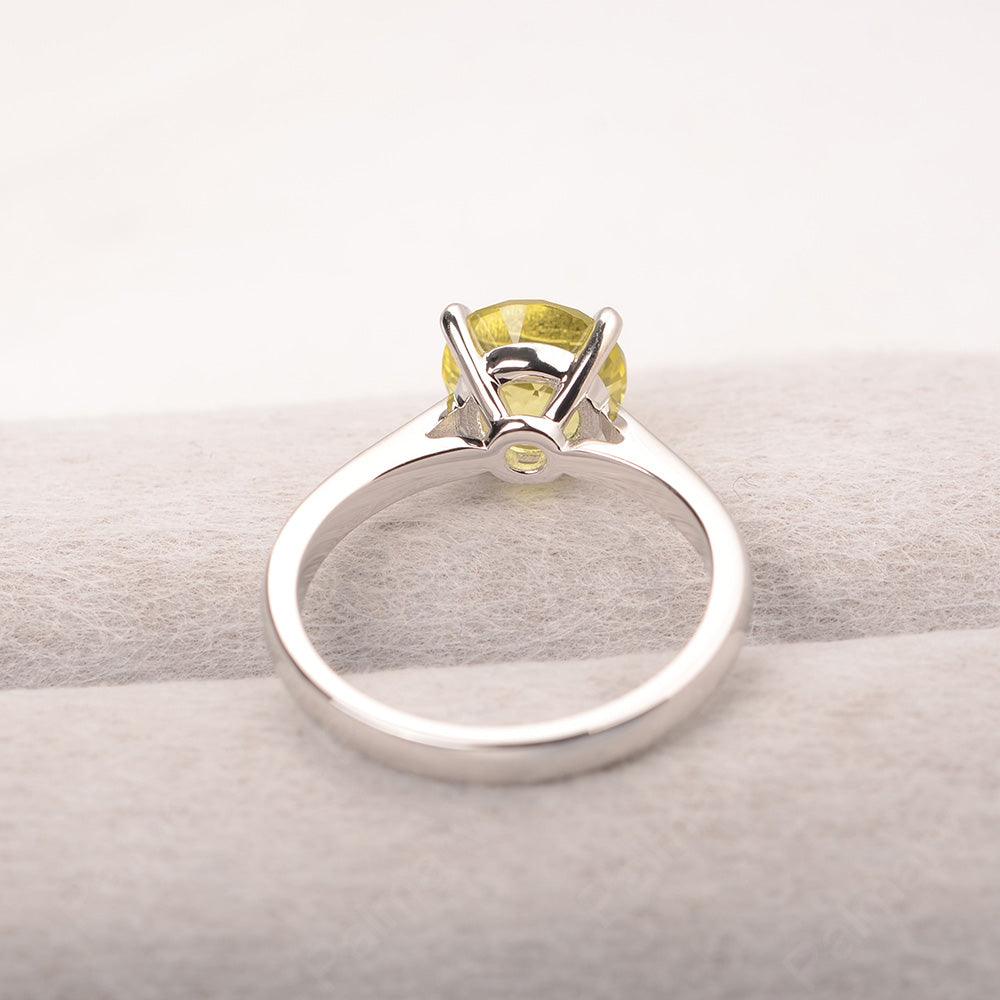 Sharp Prong Round Lemon Quartz Solitaire Ring - Palmary