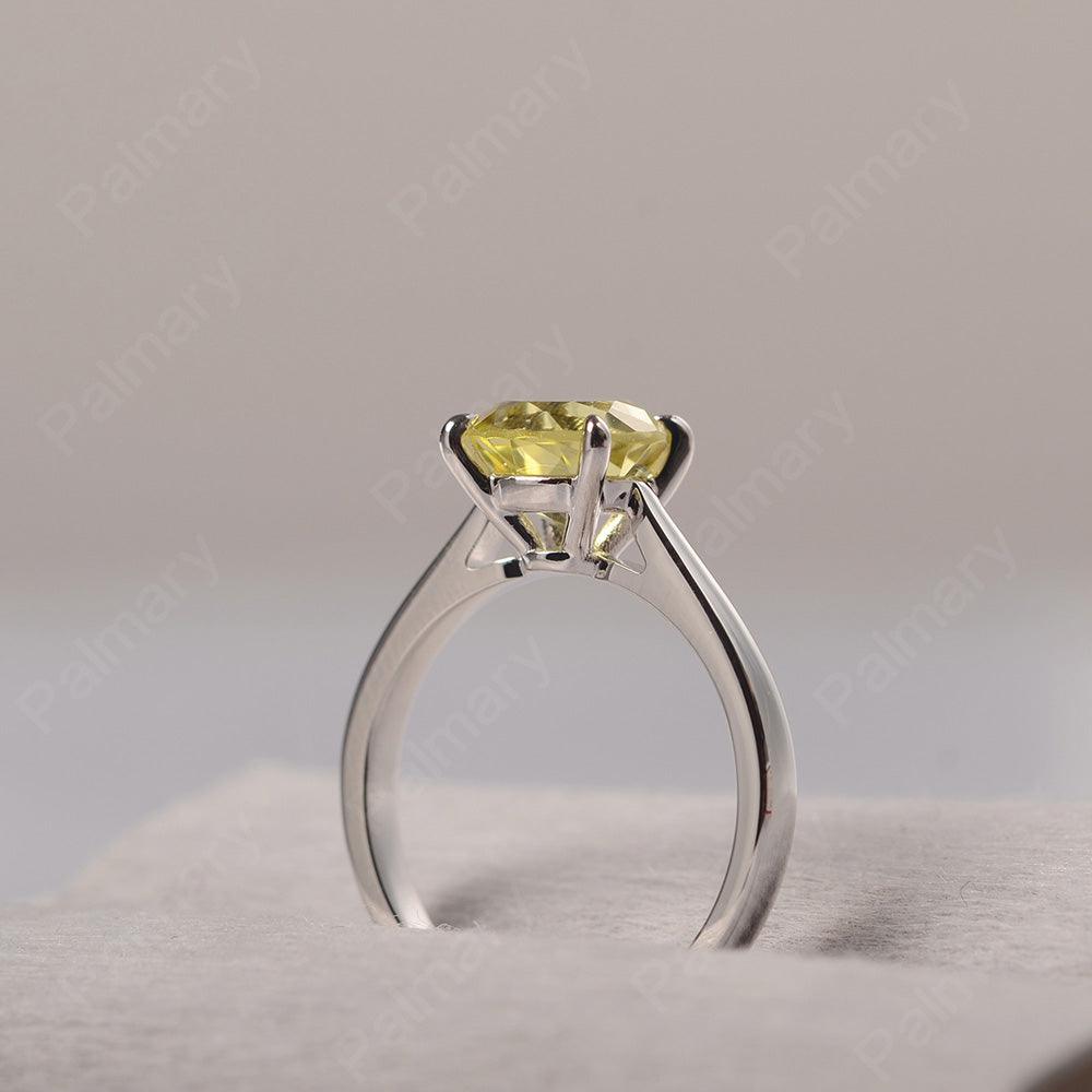 Sharp Prong Round Lemon Quartz Solitaire Ring - Palmary