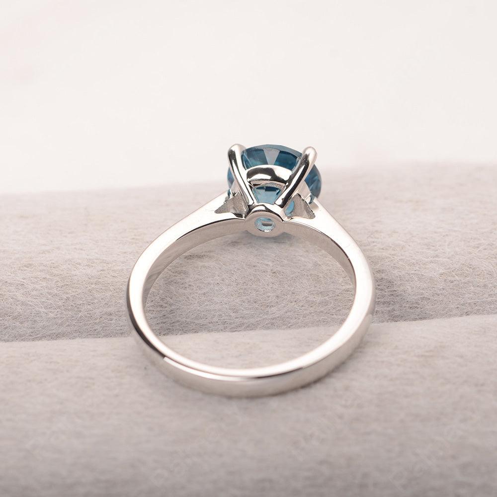 Sharp Prong Round London Blue Topaz Solitaire Ring - Palmary