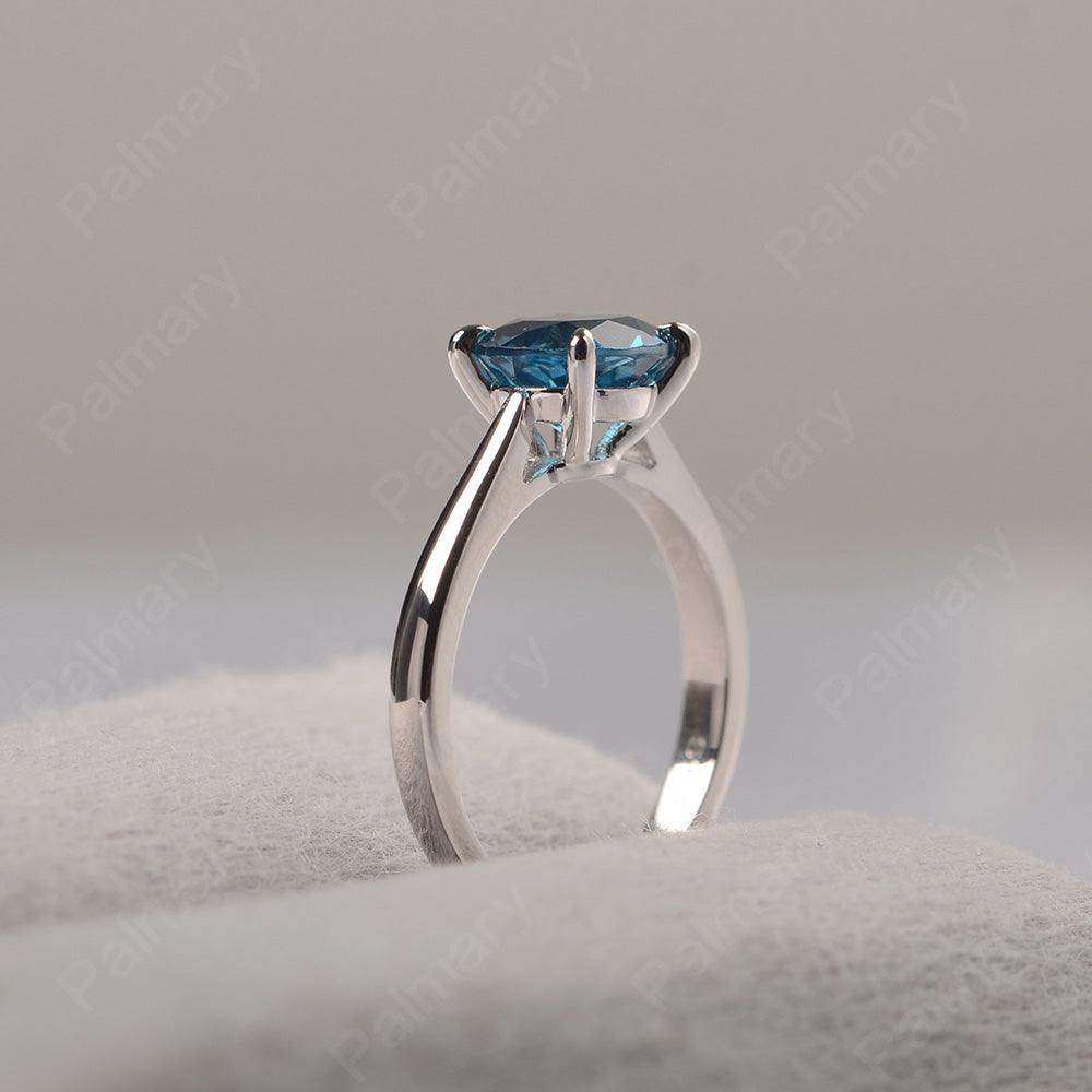 Sharp Prong Round London Blue Topaz Solitaire Ring - Palmary