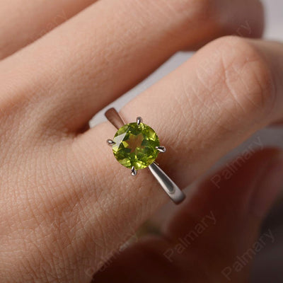 Sharp Prong Round Peridot Solitaire Ring - Palmary