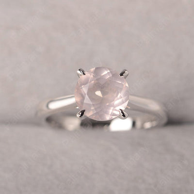 Sharp Prong Round Rose Quartz Solitaire Ring - Palmary