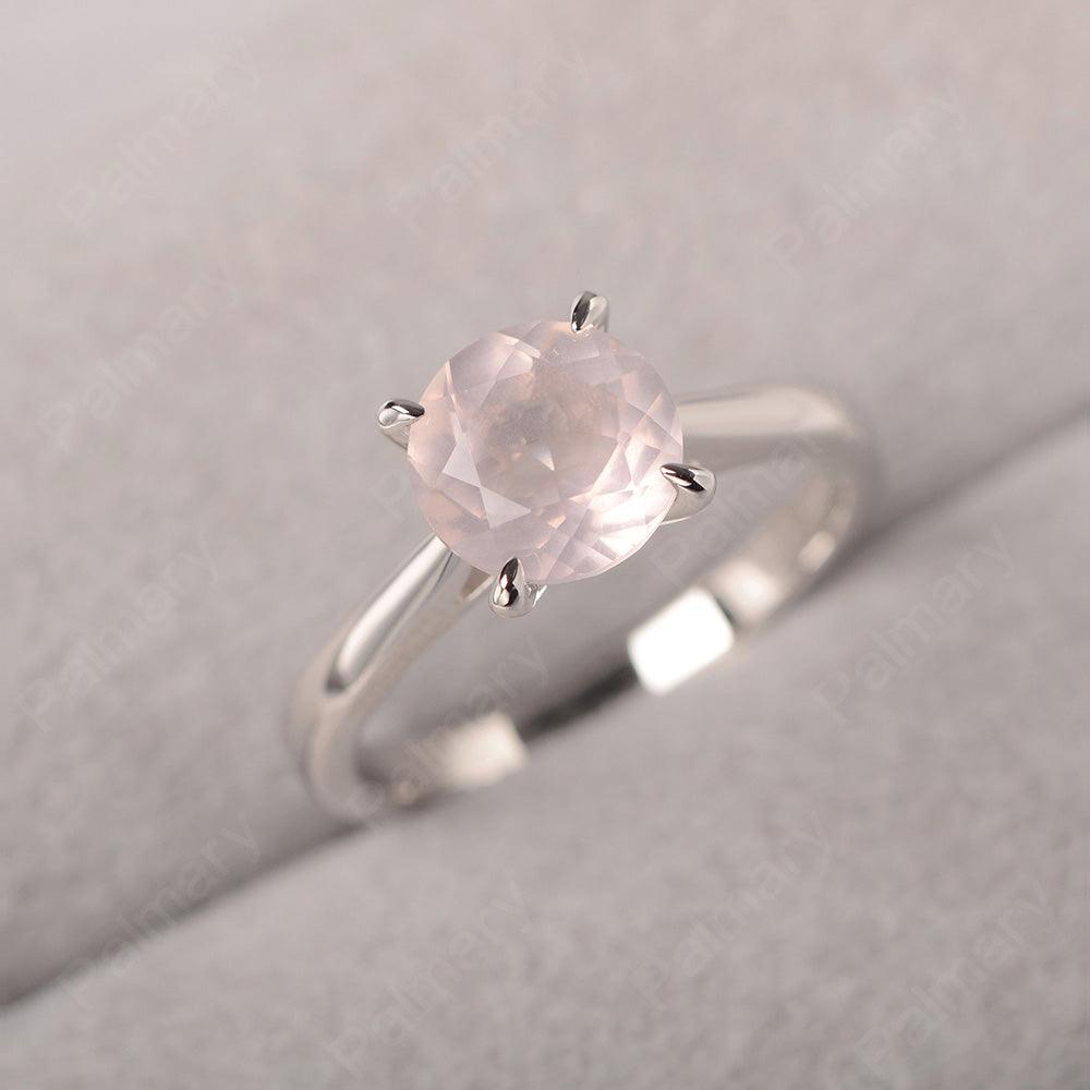 Sharp Prong Round Rose Quartz Solitaire Ring - Palmary