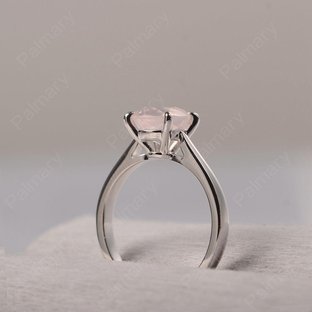 Sharp Prong Round Rose Quartz Solitaire Ring - Palmary