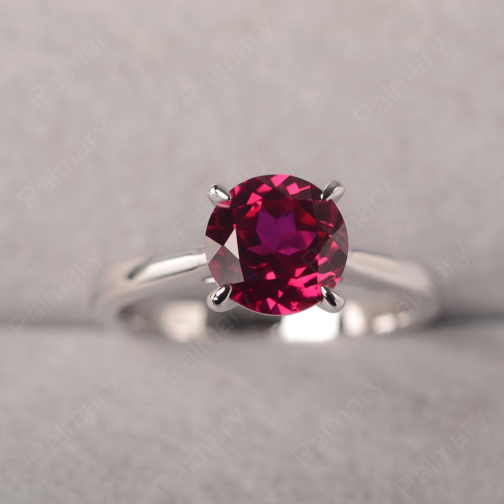 Sharp Prong Round Ruby Solitaire Ring - Palmary