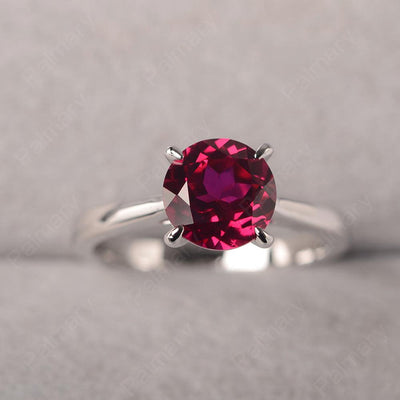 Sharp Prong Round Ruby Solitaire Ring - Palmary