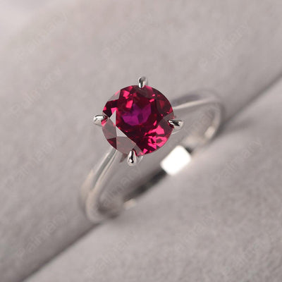 Sharp Prong Round Ruby Solitaire Ring - Palmary