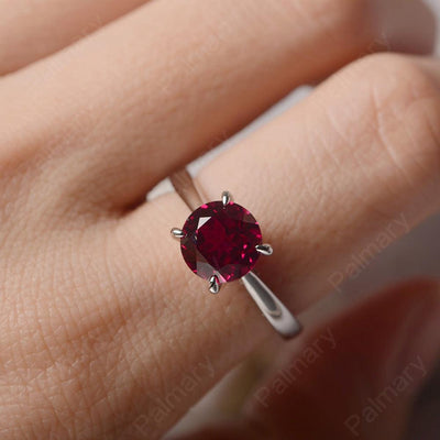 Sharp Prong Round Ruby Solitaire Ring - Palmary