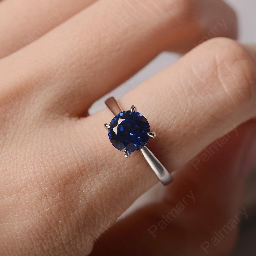 Sharp Prong Round Sapphire Solitaire Ring - Palmary