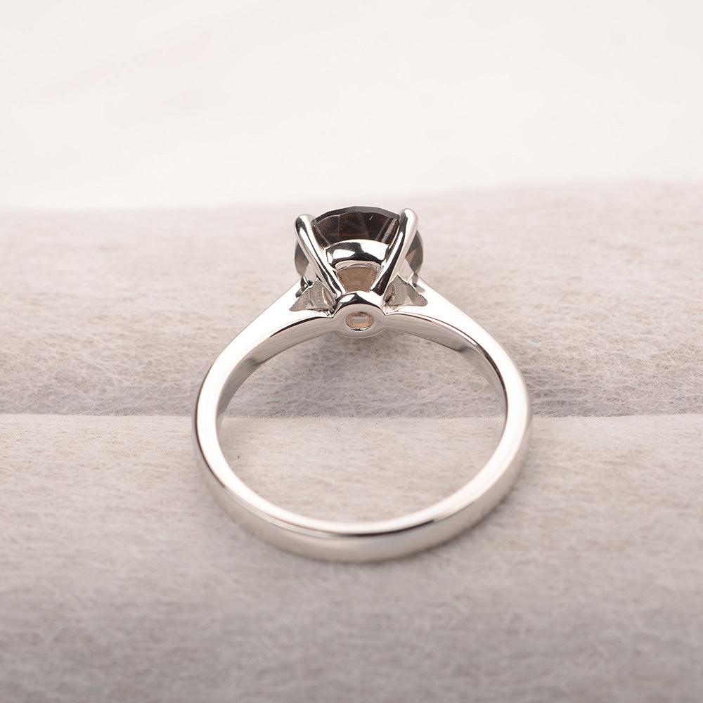 Sharp Prong Round Smoky Quartz  Solitaire Ring - Palmary