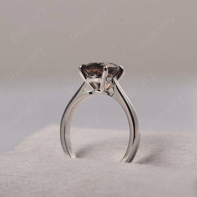 Sharp Prong Round Smoky Quartz  Solitaire Ring - Palmary