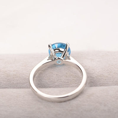 Sharp Prong Round Swiss Blue Topaz Solitaire Ring - Palmary