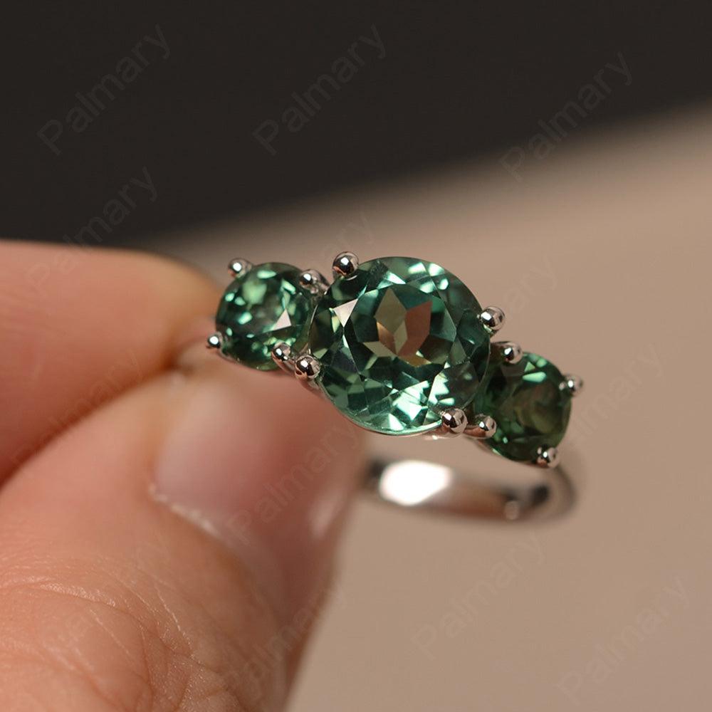 Three Stone Green Sapphire Engagement Ring - Palmary