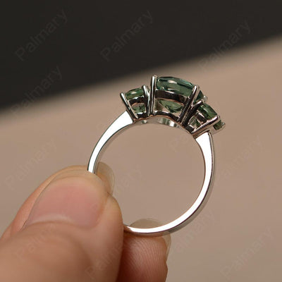 Three Stone Green Sapphire Engagement Ring - Palmary