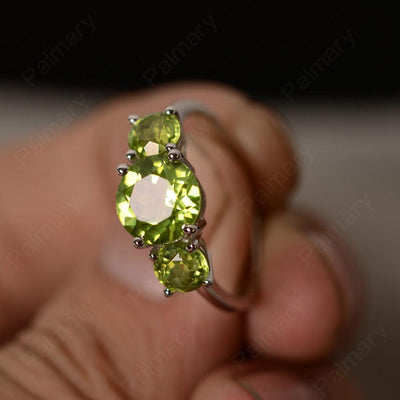 Three Stone Peridot Engagement Ring - Palmary