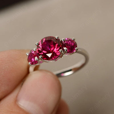 Three Stone Ruby Engagement Ring - Palmary