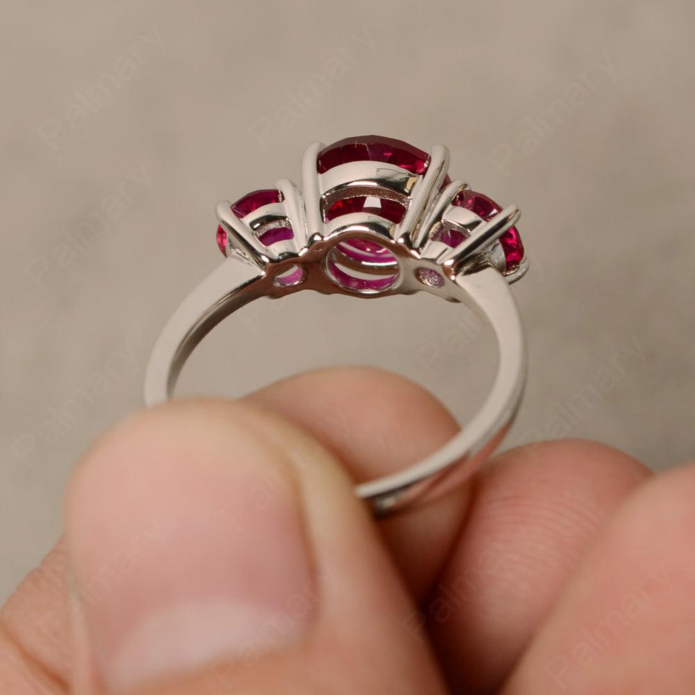 Three Stone Ruby Engagement Ring - Palmary