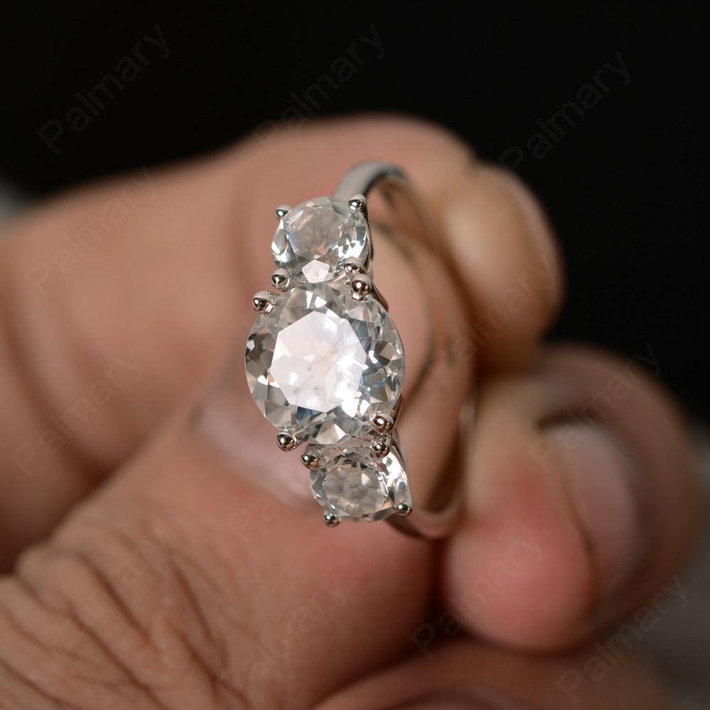 Three Stone White Topaz Engagement Ring - Palmary