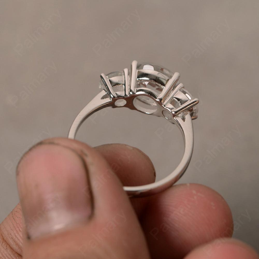 Three Stone White Topaz Engagement Ring - Palmary
