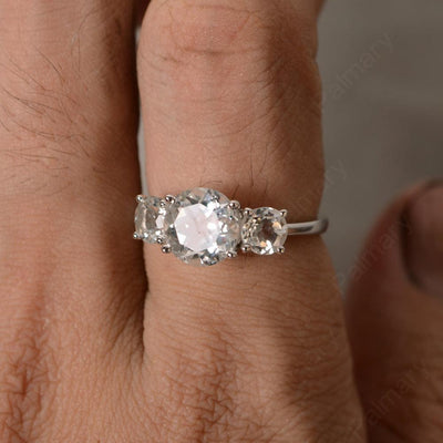 Three Stone White Topaz Engagement Ring - Palmary