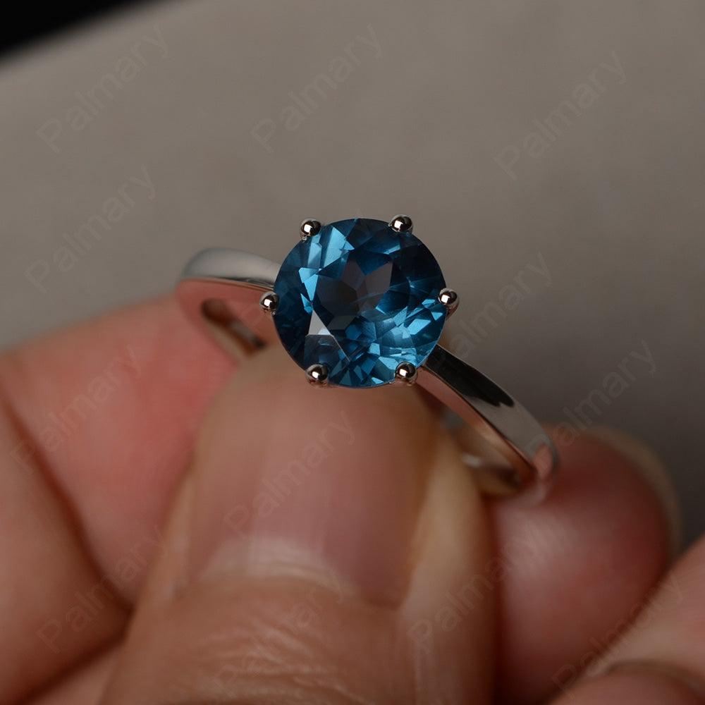 Six Prong London Blue Topaz Solitaire Wedding Ring - Palmary